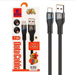 کابل شارژ USB به Type-C انزو (Enzo) مدل T-34 رنگ مشکی