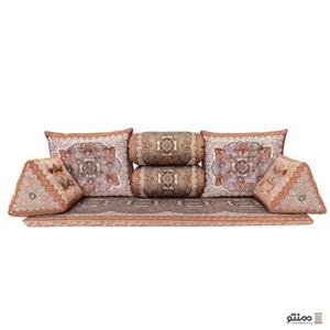 پشتی سنتی شاه نشین ترمه طرح بوستان – ست ۷ تکه کرم