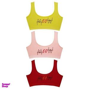 نیم تنه ورزشی دخترانه طرح گربه کد 65 مجموعه 3 عددی