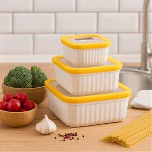 حراجی خونه - ظرف غذا 3تیکه مربع کاپریس (پست پیشتاز پس کرایه)