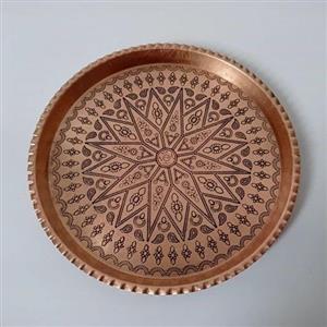 سینی چایخوری گرد مسی طرحدار سایز 6