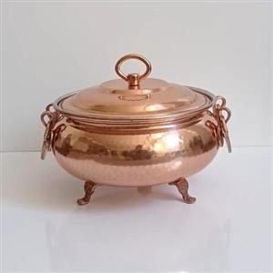 سوپ خوری کوچک دربدار سه پایه مسی نانو 