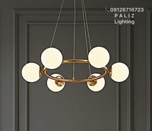 لوستر مدرن مولکولی گرد بدنه طلایی