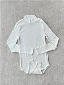 بادی یقه اسکی آستین بلند کبریتی سفید lcmo