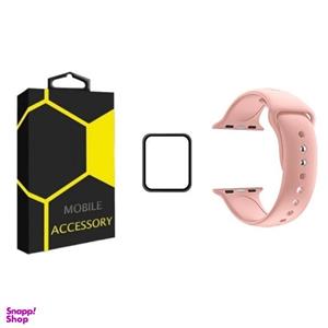 محافظ صفحه نمایش و بند ساعت هوشمند مدل Silicone مناسب Apple Watch 41mm