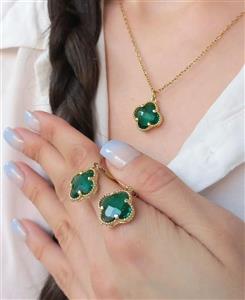 گردنبند ونکلیف جواهری سواروسکی طلایی سبز