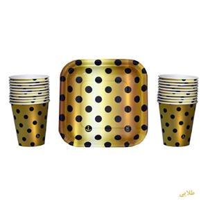 پیش دستی و لیوان یکبار مصرف مدل خالدار مجموعه 40 عددی T9y