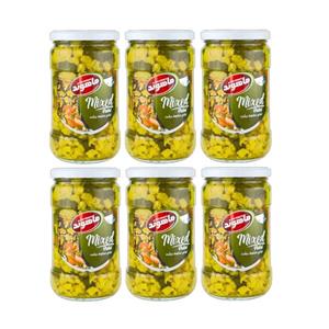 ترشی مخلوط درشت ماهوند -  660 گرم مجموعه 6 عددی