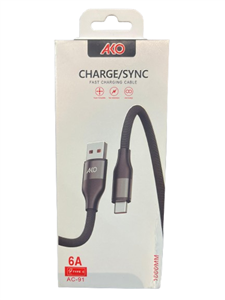کابل شارژ تایپ سی آکو مدل AC-91 - طول 1 متر، جریان عبوری 6 آمپر