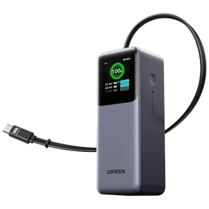 پاور بانک با کابل جمع شونده(retractable) 165 وات 20000mAh یوگرین با 3 پورت USB-C و USB-A مدل 55987B