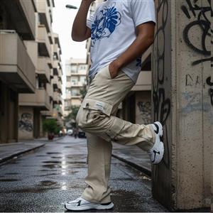 شلوار کارگو شش جیب پایین زیپ مدل sami-کرم سایزبندی:L.XL.2XL جنس:بنگال