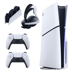 کنسول بازی سونی مدل PlayStation 5 Slim ظرفیت یک ترابایت ریجن 2016A اروپا به همراه دسته اضافی و پایه شارژر و هدست Elite