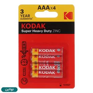 باتری نیم قلم کداک بسته 4 عددی مدل Super Heavy Duty Zinc LR03 AAA