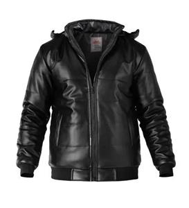 کاپشن اسپرت چرم مصنوعی مردانه بادی کلاه دار مشکی مدل 48767