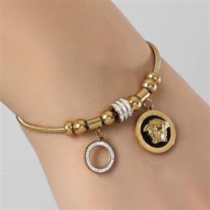 دستبند زنانه دولاین طرح ورساچه Versace،کارتیه Cartier،نگین کاری شده فری سایز freesize رنگ ثابت کد zmp (پس کرایه)