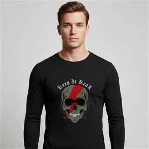 تیشرت آستین بلند مشکی طرح Keep It Real Skull | استایل مفهومی | کد AR040