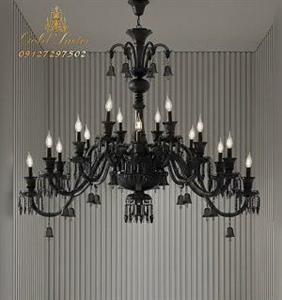 لوستر لاینر کریستالی کلاسیک باکارات شاخه قایقی مشکی