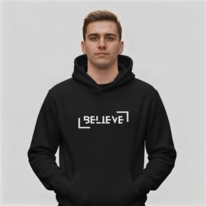 سویشرت دورس مشکی طرح White Believe | استایل انگیزشی و اسپرت | کد T024