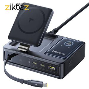 شارژر وایرلس هاب شارژر 3 پورت بیسوس Baseus P10170901123 Nomos Qi2 CCNMS140 (اورجینال با گارانتی)