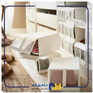 باکس کفش۴تایی سفید و طوسی ایکیا SKUBB