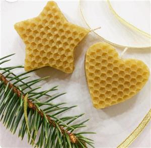 شمع موم قلب و ستاره با رنگ بندی متنوع در بسته دوتایی