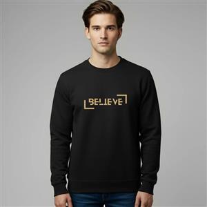 سویشرت دورس مشکی طرح Gold Believe | استایل انگیزشی و اسپرت | کد T025