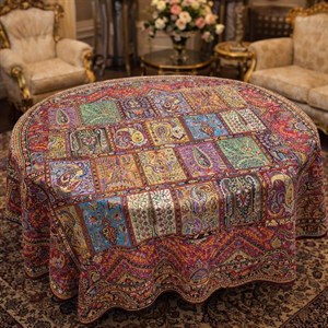 رومیزی ترمه ابریشم اصل طرح دیوان خشتی