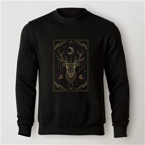 سویشرت دورس مشکی طرح Deer Mandala | استایل مفهومی | کد AR035