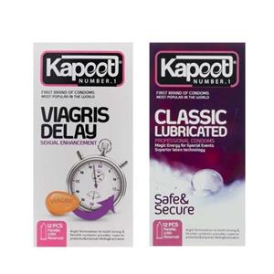 کاندوم کلاسیک کاپوت مدل LUBRICATED بسته 12 عددی به همراه کاندوم تاخیری کاپوت مدل VIAGRIS DELAY بسته 12 عددی