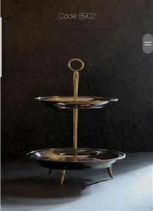 شیرینی خوری دو طبقه استیل برنج نیوسان مدل ونیتی (VANITY )کد 8902 