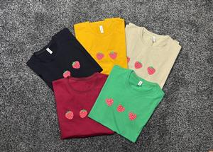 تیشرت زنانه طرح توت‌فرنگی | تیشرت نخی