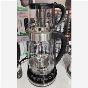 چایساز بوش اصلی حک شده لیبل آبی گارانتی شرکتی روهمی . دکمه لمسی دمکن دار با تنظیم دما. کتری وقوری پیرکس