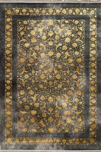 فرش کاشان 700 شانه کلکسیون آرین کد 70021 زمینه ذغالی-طلایی (برجسته)