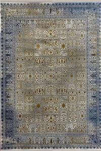 فرش کاشان 700 شانه کلکسیون آرین کد 70041 زمینه ذغالی-کرم (برجسته)
