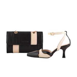 ست کیف و کفش پاشنه‌دار زنانه چرم یلسان مدل تیکا کد 955-AZALIYA-GN