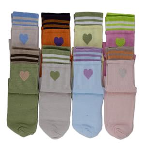 جوراب ساقدار دو کش طرح قلب زنانه