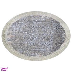 فرش بیضی طرح اورنگ رنگ زمینه طوسی