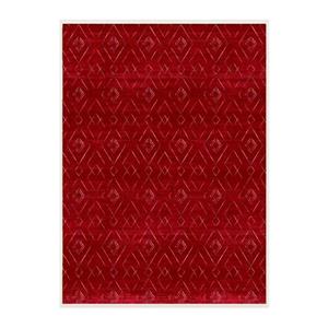فرش ماشینی 1000 شانه زمینه لاکی حاشیه قرمز هانوکس مدل مراکشی کد MHX.008.1