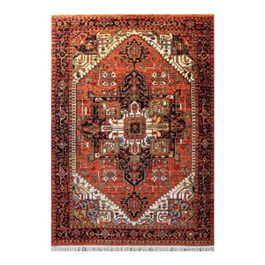فرش ماشینی 700 شانه زمینه مسی حاشیه مسی مدل شاهکار نوین کد YN-N132-2549