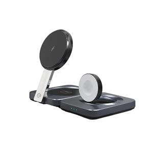 شارژر بی سیم رومیزی 3 کاره پاورولوژی (PWCUQC027)Powerology Qi2-15W Magsafe iPH15 Multi-Device Charging Stand