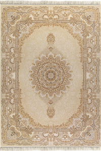 فرش داریوش 1500 شانه کلکسیون مینیاتور کد D1558 زمینه کرم-طلایی (برجسته)