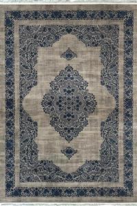 فرش کاشان 700 شانه کلکسیون آرین کد 70022 زمینه نقره ای-آبی (برجسته)