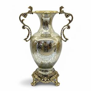 گلدان رومیزی برنزی و بلور