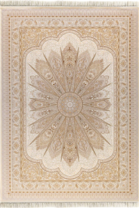 فرش داریوش 1500 شانه کلکسیون مینیاتور کد D1560 زمینه کرم-طلایی (برجسته)
