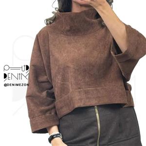 بلوز یقه ایستاده مخمل کبریتی  آذردخت