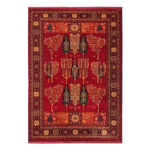 فرش ماشینی 700 شانه فرش بزرگمهر زمینه لاکی حاشیه سرمه ای مدل 78120