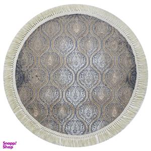 فرش گرد طرح درباری رنگ زمینه طوسی