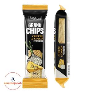 چیپس ورقه‌ای Grand طعم پنیری و پیاز 60 گرم