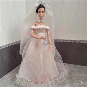 لباس عروسک باربی شامل لباس عروس و شیفون مناسب باربی لاغر 