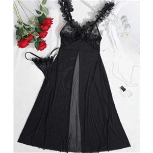 لباس خواب شکوفه دار مشکی برند LOVELE کد 8048